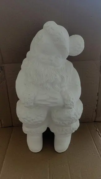 Papai Noel Escultura do Papai Noel em Gesso Cru 35cm
