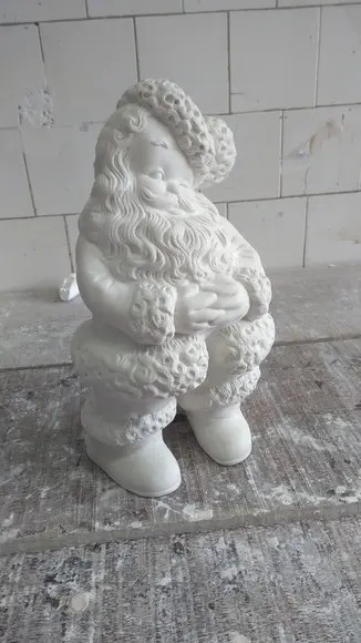 Papai Noel Escultura do Papai Noel em Gesso Cru 35cm