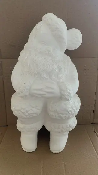 Papai Noel Escultura do Papai Noel em Gesso Cru 35cm