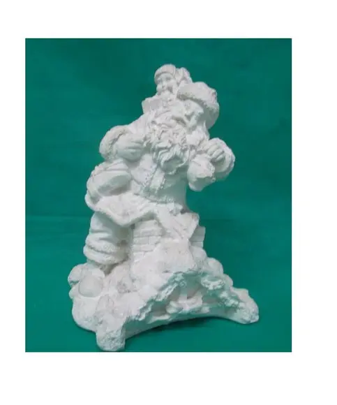 Papai Noel Imagem Papai Noel no Telhado em Gesso Cru