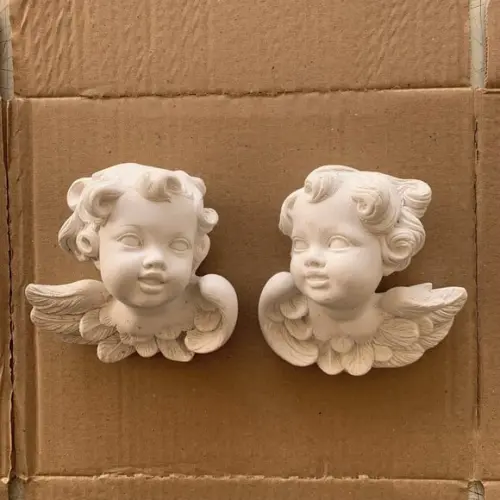 Par de Anjos do Céu para Pendurar na Parede em Gesso Cru
