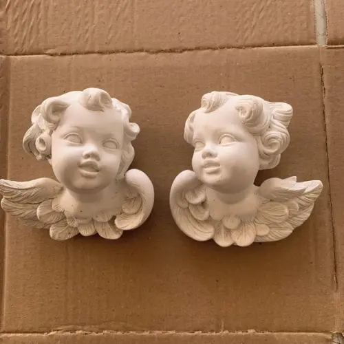 Par de Anjos do Céu para Pendurar na Parede em Gesso Cru