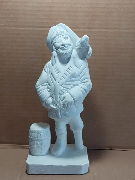 Pirata da Perna de Pau Imagem Pirata Escultura em Gesso Cru