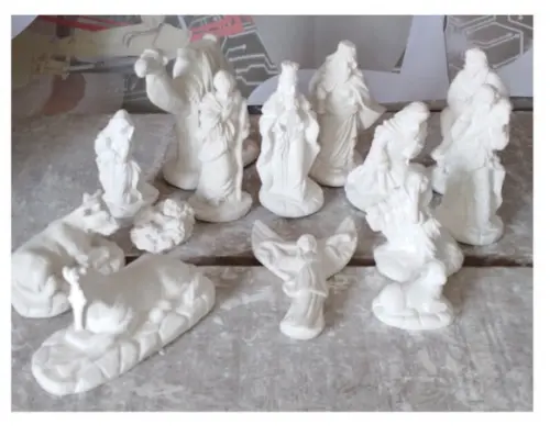 Presépio de Natal 14 Peças Imagem Nova Gesso Cru c/ 6 a 18cm
