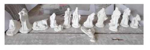 Presépio de Natal 14 Peças Imagem Nova Gesso Cru c/ 6 a 18cm