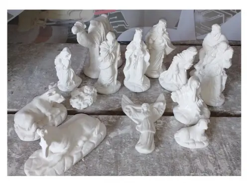 Presépio de Natal 14 Peças Imagem Nova Gesso Cru c/ 6 a 18cm