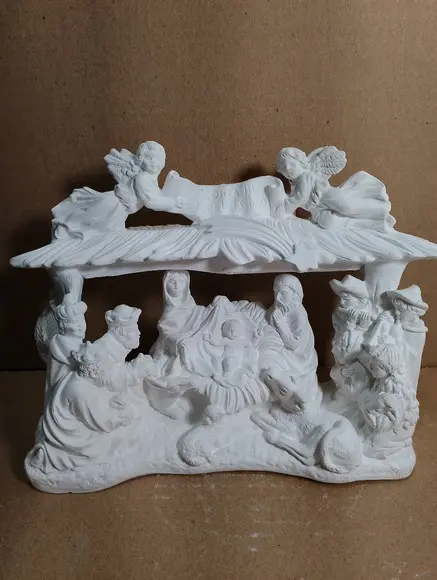 Presépio de Natal Escultura Presepio de Mesa Gesso Cru