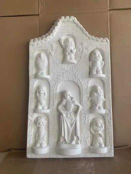 Quadro de Parede Branca de Neve e os 7 Anões em Gesso Cru