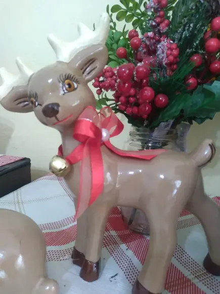 Rena e Alce Enfeites Natalinos 3 Imagens de Mesa para Natal