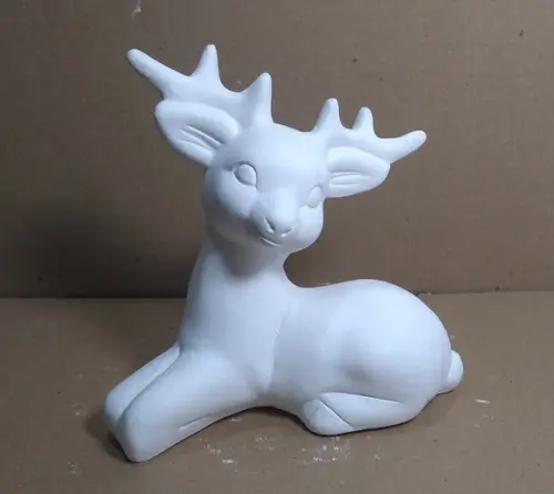 Rena Sentada Imagem Rena do Treno Papai Noel Escultura Gesso