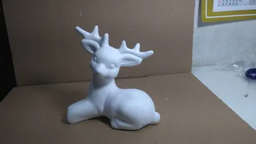 Rena Sentada Imagem Rena do Treno Papai Noel Escultura Gesso