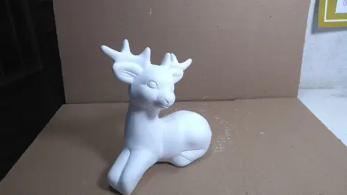Rena Sentada Imagem Rena do Treno Papai Noel Escultura Gesso