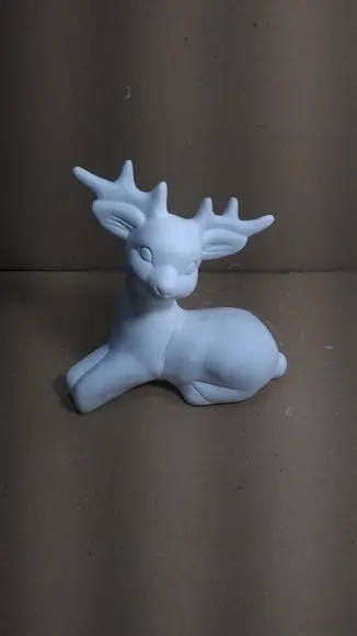 Rena Sentada Imagem Rena do Treno Papai Noel Escultura Gesso