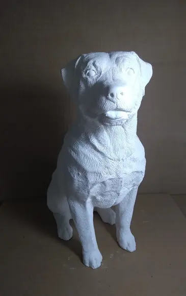 Rottweiler Cachorro Rottweiler Escultura em Gesso Cru