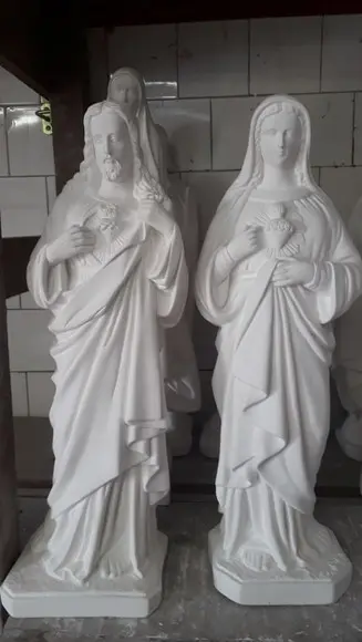 Sagrado Coração de Maria + Coração de Jesus 2 Esculturas