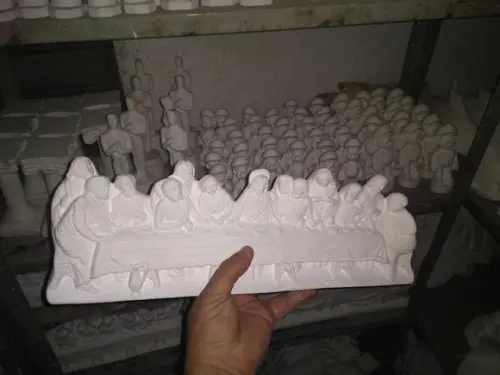 Santa Ceia de Mesa Imagem Sta Ceia com Base Itália Gesso Cru