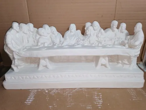 Santa Ceia de Mesa Imagem Sta Ceia com Base Itália Gesso Cru