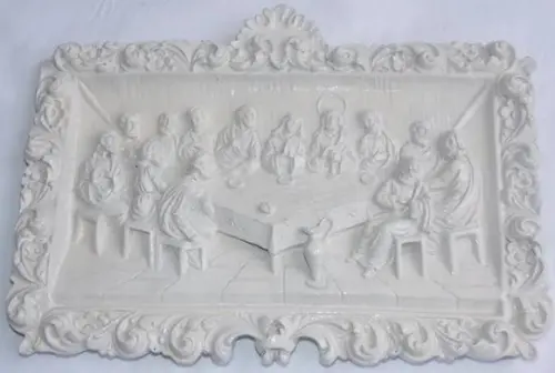 Santa Ceia Quadro Colonial Gesso Cru P/colocar Mesa