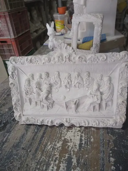 Santa Ceia Quadro Colonial Gesso Cru P/colocar Mesa