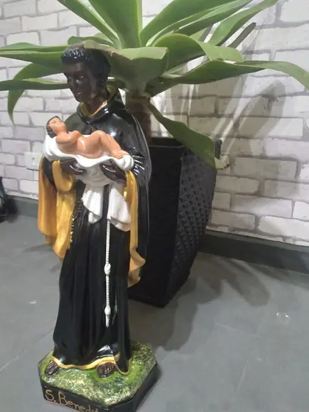 São Benedito Imagem Santo São Benedito Pintura Especial 60cm