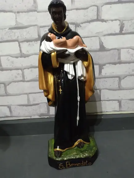 São Benedito Imagem Santo São Benedito Pintura Especial 60cm