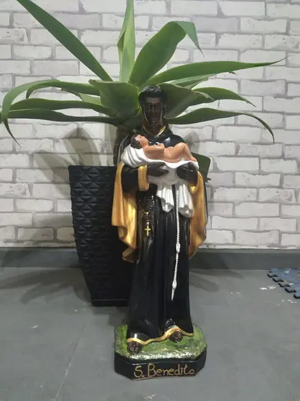 São Benedito Imagem Santo São Benedito Pintura Especial 60cm