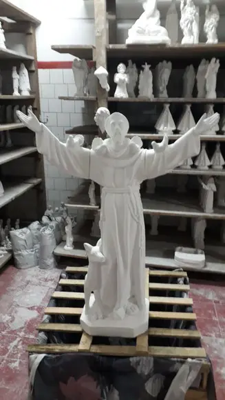 São Francisco Imagem Santo São Francisco com 80cm Gesso Cru
