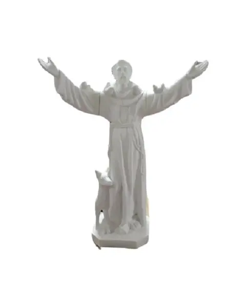 São Francisco Imagem Santo São Francisco com 80cm Gesso Cru
