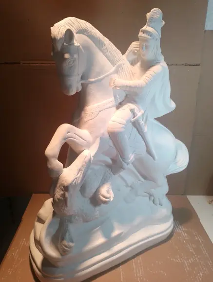 São Jorge Imagem Santo São Jorge Escultura Gesso Cru Grande