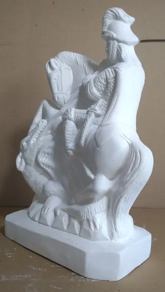 São Jorge Imagem Santo São Jorge Guerreiro em Gesso Cru