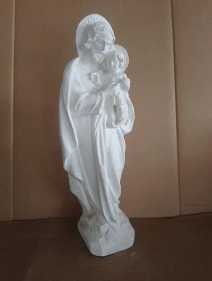 São Jose Imagem São José Escultura em Gesso Cru 33cm