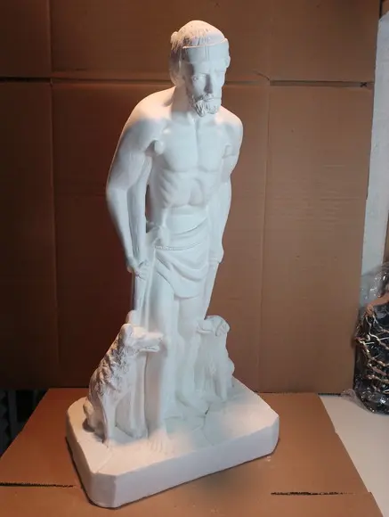 São Lazaro Imagem Santo São Lazaro Escultura Gesso Cru 48cm