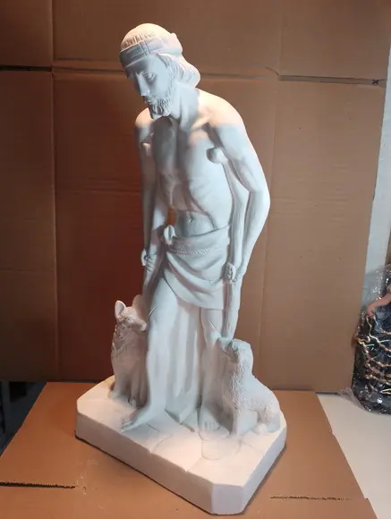 São Lazaro Imagem Santo São Lazaro Escultura Gesso Cru 48cm