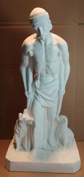 São Lazaro Imagem Santo São Lazaro Escultura Gesso Cru 48cm