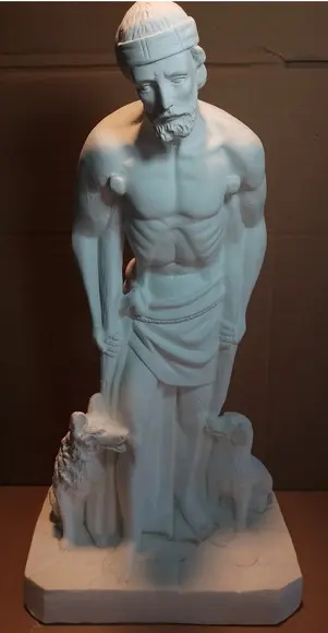 São Lazaro Imagem Santo São Lazaro Escultura Gesso Cru 48cm
