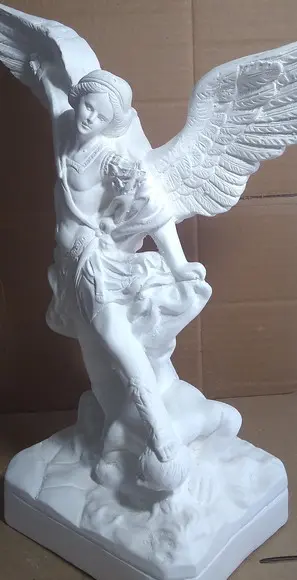 São Miguel Imagem Santo Anjo Arcanjo Miguel em Gesso Cru