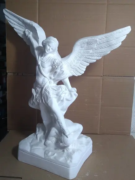 São Miguel Imagem Santo Anjo Arcanjo Miguel em Gesso Cru