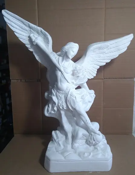 São Miguel Imagem Santo Anjo Arcanjo Miguel em Gesso Cru