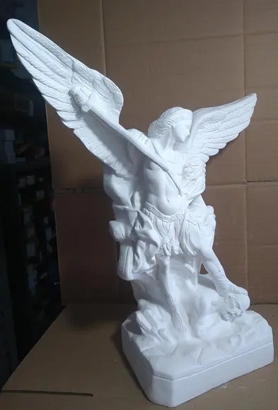São Miguel Imagem Santo Anjo Arcanjo Miguel em Gesso Cru