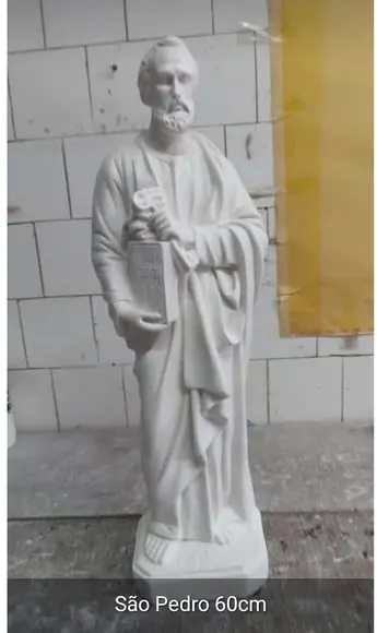 São Pedro Imagem Santo São Pedro Grande em Gesso Cru