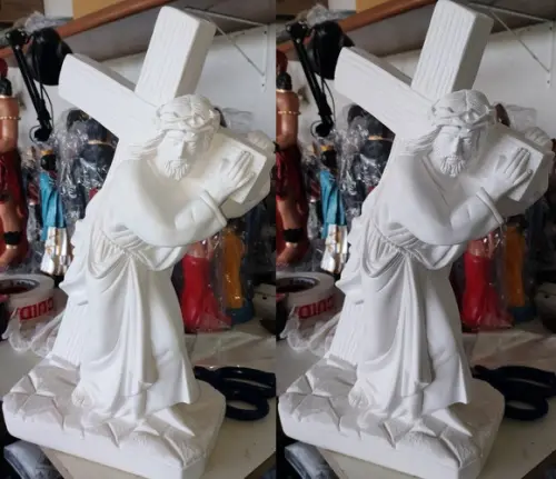 Senhor dos Passos Imagem Sr. dos Passos Escultura Gesso Cru