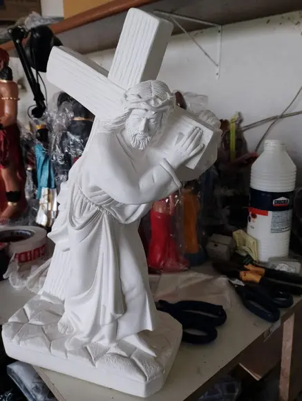Senhor dos Passos Imagem Sr. dos Passos Escultura Gesso Cru