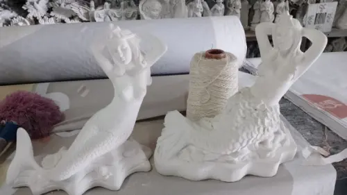 Sereia Imagem Sereia 2 Modelos Escultura em Gesso Cru