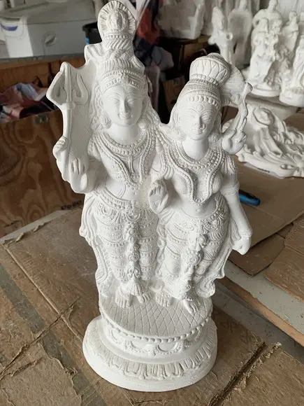 Shiva e Durga Imagem em Gesso Cru para Pintar
