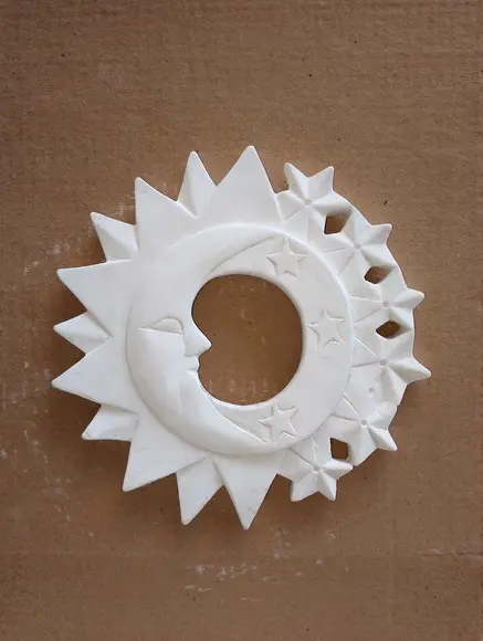 Sol Lua e Estrelas Imagem para Pendurar na Parede Gesso Cru