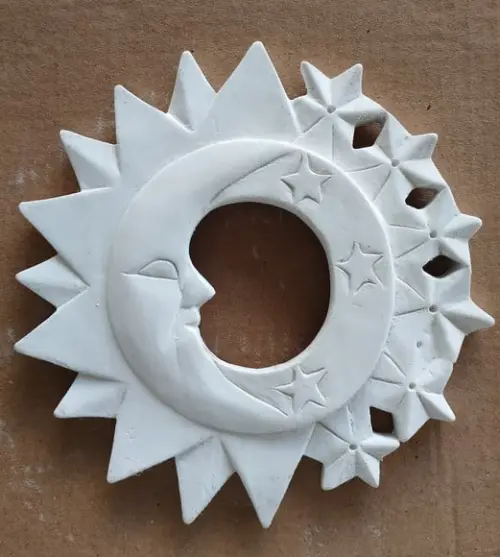 Sol Lua e Estrelas Imagem para Pendurar na Parede Gesso Cru