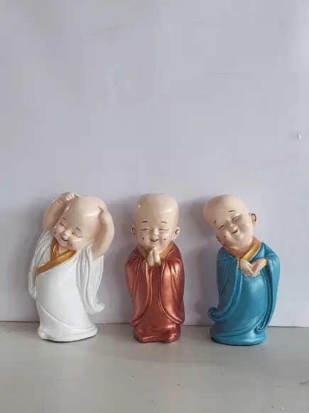 Trio de Budas Felizes Imagem Monges Kit com 3