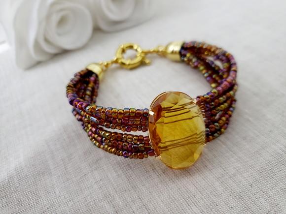 Bracelete Banhado de Cristal Citrino