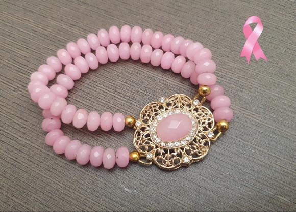 Bracelete com Pedras Naturais Jade Rosa