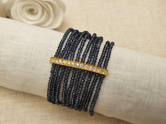 Bracelete Dourado com Cristais Ametista